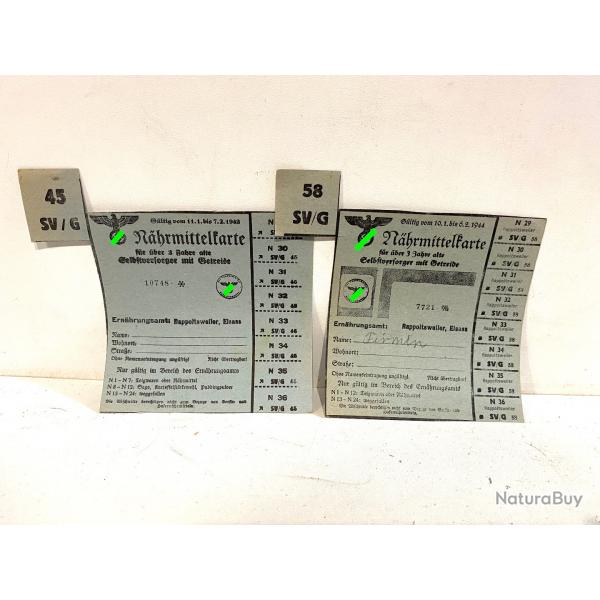 Ancienne carte de ration Allemande Rhrmittelkarte 1943/44
