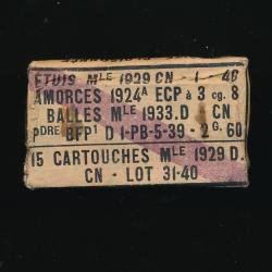 Boite de 15 cartouches Mle 1929D (Lourde) neutralisées TBE 1938 WW2  MAGINOT