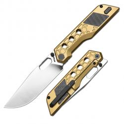 Couteau Artisan Cutlery Beest Lame Acier S35VN Manche Titane Gold/Fibre Carbone Frame ATZ1878GGL