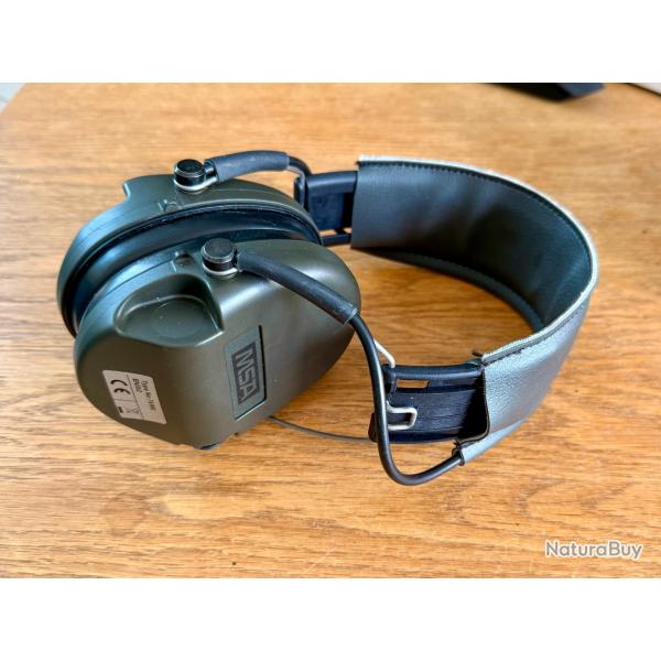 Casque anti-bruit avec serre-tte en cuir noir - Vert Olive - MSA Sordin