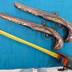 2 Pistolets à silex Empire Ottoman Oriental   XIXème.... Superbe prix de départ