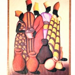Cadre artisanal africain en relief Vintage / 80's