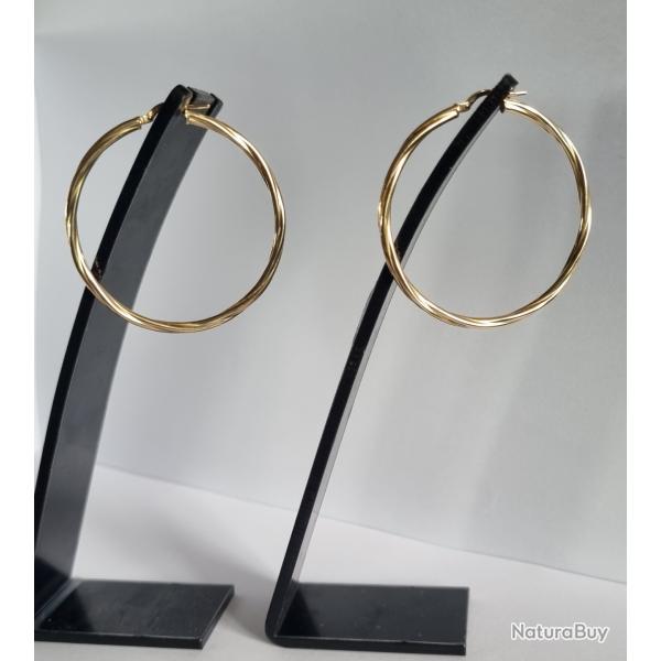Croles Vintage Boucles d'Oreilles OR 18K Torsades 45mm Poinonnes , 750% , 3,2g