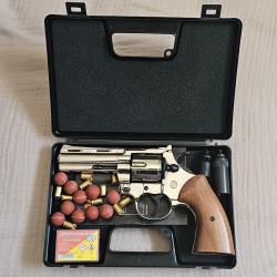 Revolver de défense Python Chromé crosse bois cal. 9 mm + munitions
