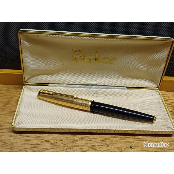 Ancien stylo plume PARKER 61 capuchon plaqu OR plume or 18K - crin d'origine