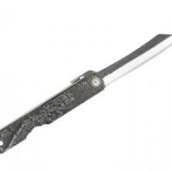 Couteau Higonokami lame acier carbone San Mai manche en laiton noir