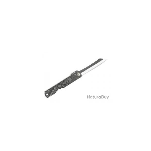 Couteau Higonokami lame acier carbone San Mai manche en laiton noir
