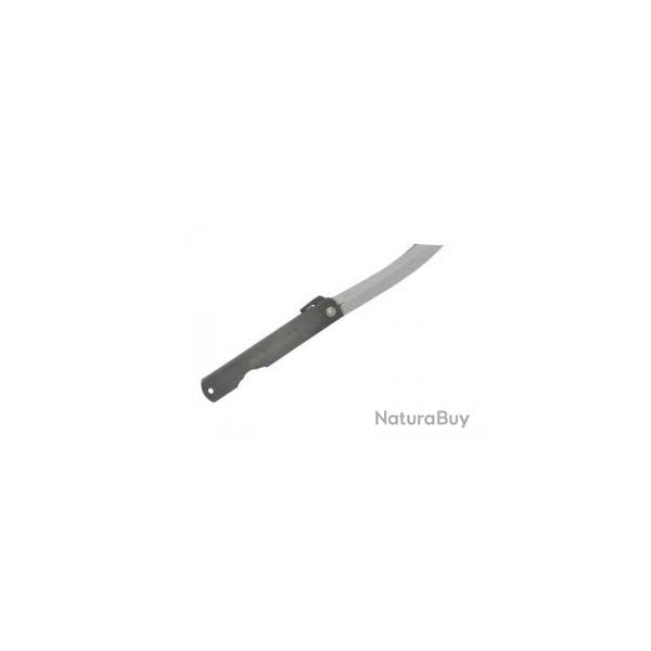 Couteau Higonokami lame acier carbone San Mai, manche 9,5 cm acier noir.
