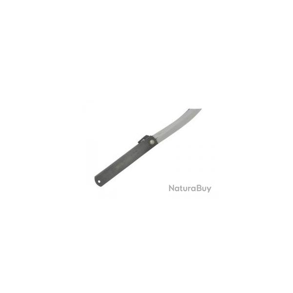 Couteau Higonokami lame acier carbone San Mai, manche 12 cm acier noir.