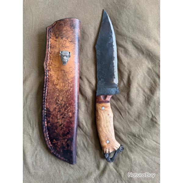 Couteau bowie artisanal forg chasse/buschcraft type primitif