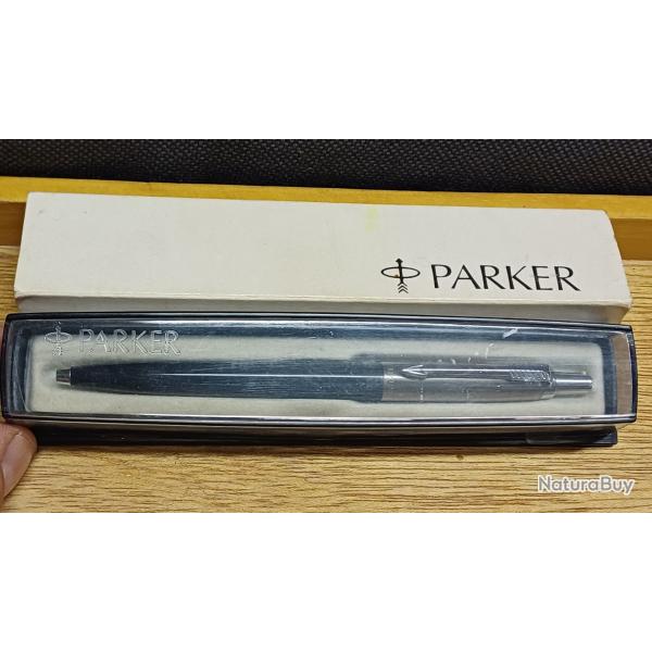 Ancien stylo bille PARKER "UKF" noir et argent - crin d'origine - fonctionne