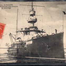 CPA - Marine Militaire -St -NAZAIRE  - Le Croiseur Cuirasse  " Léon - Gambetta " au-mouillage N°3756