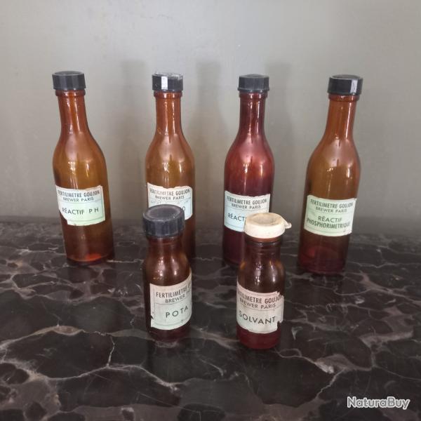 lot de 6 bouteilles / flacons mdical / pharmaceutique paris