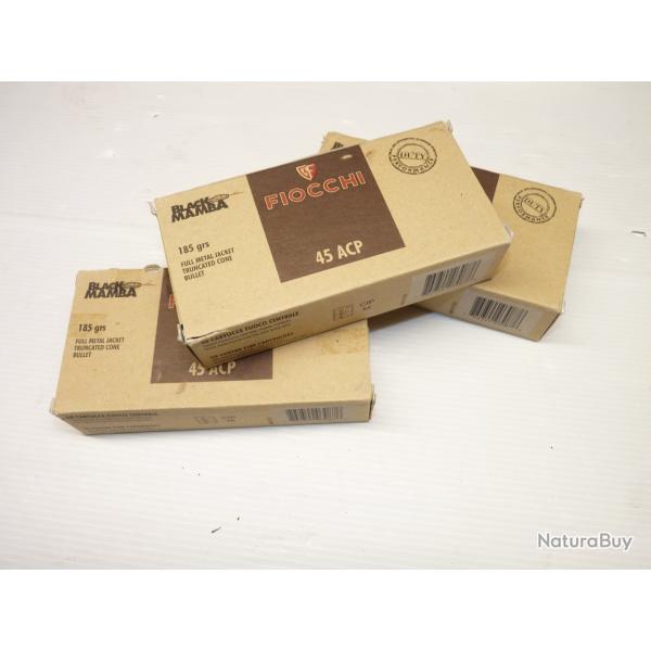 150 munitions Fiocchi 45 ACP Black Mamba 185 grs