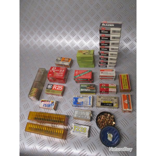 Lot d'environ 1600 cartouches 22 LR, Short, Bosquette etc...Mise  prix 1 euro!!!
