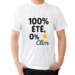 Tee-shirt humoristique "100% été, 0% clim"