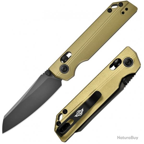Couteau Oknife XEN Rail Lock Lame Sheepsfoot Acier Nitro-V Manche aluminium anodis Clip OKNXENOG -