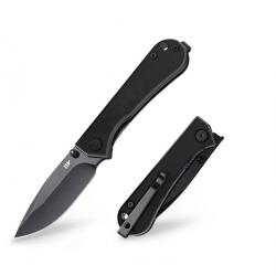 Couteau NUKNIVES Kumpanter Lame Acier Outil D2 Black Manche G10 Noir Liner Lock NUKS131008
