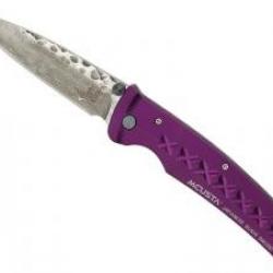 Couteau Mcusta FUSION VIOLET lame acier VG-10 damas inox 66 couches à cran intérieur