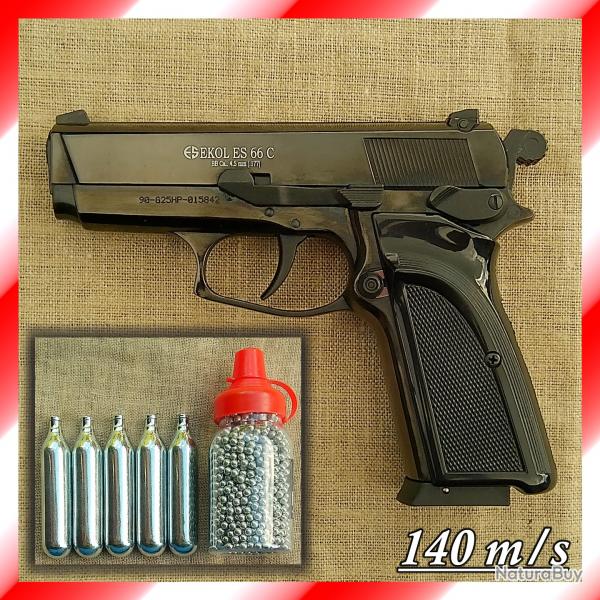 Pistolet  CO2 compact Ekol ES-66C mtal + Munitions