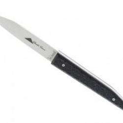 Couteau  Charles Canon, lame acier 12C27 mat manche en charbon brut