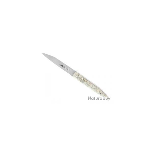 Couteau Charles Canon lame acier 12C27 mat manche en coquilles d'hutres
