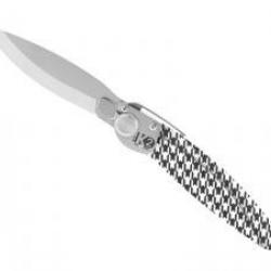 Couteau K2 lame acier Z40C13 microbillé manche décor pied de poule +étui