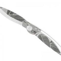 Couteau K2 lame acier Z40C13 microbillé manche décor tropical +étui