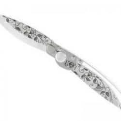 Couteau K2 lame acier Z40C13 microbillé manche décor arabesque +étui