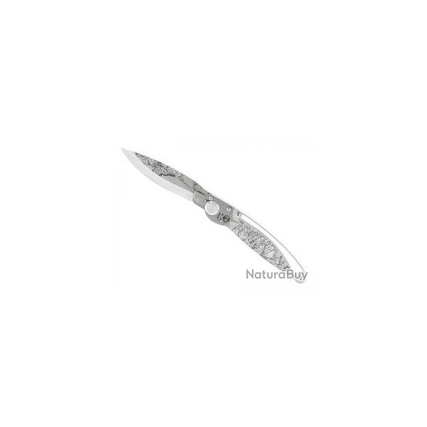 Couteau K2 lame acier Z40C13 microbill manche dcor magnolia +tui
