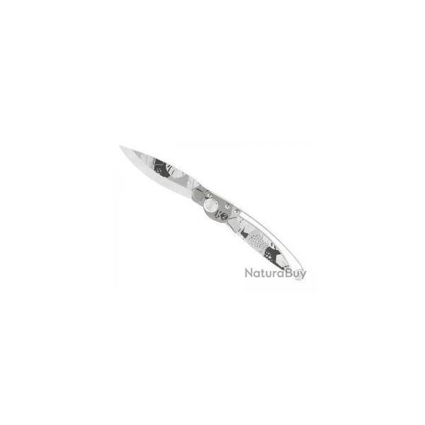 Couteau K2 lame acier Z40C13 microbill manche dcor monstera +tui