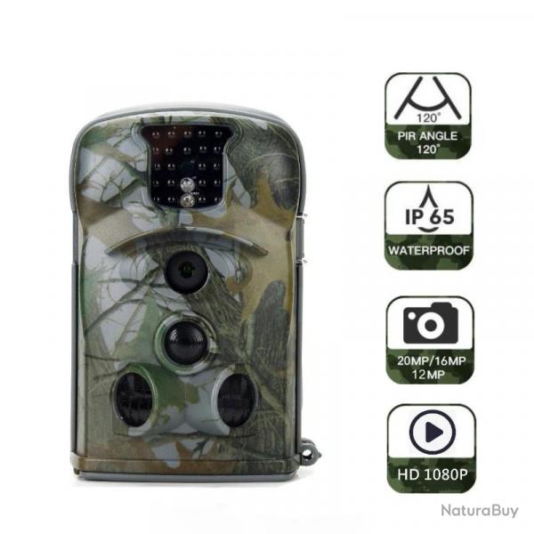 Camra de chasse  vision nocturne HD, camra de surveillance photo et vido, pige tanche IP66, 20