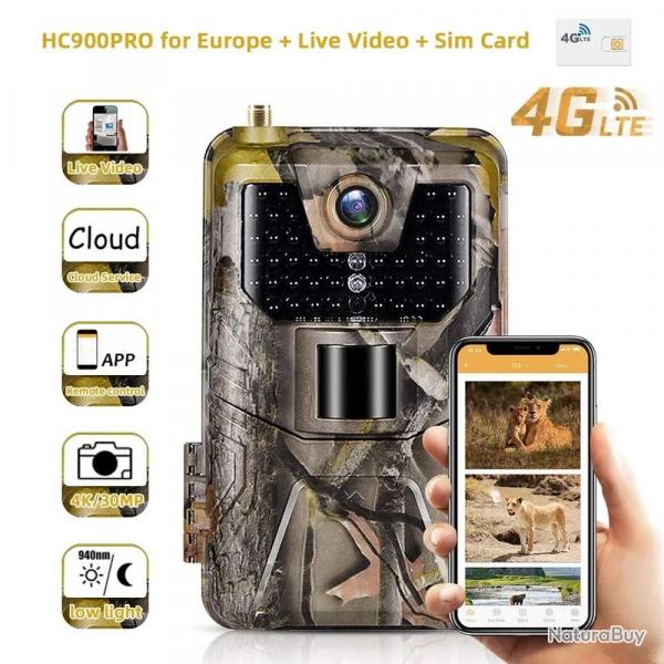 Camra de suivi des sentiers avec application vido en direct 4K/2K, Service Cloud, cellulaire 4G, 3