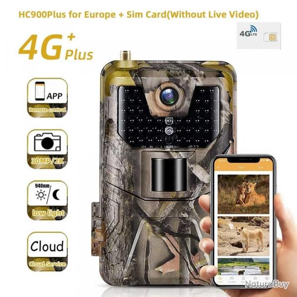 Camra de suivi des sentiers avec application vido en direct 4K/2K, Service Cloud, cellulaire 4G, 3