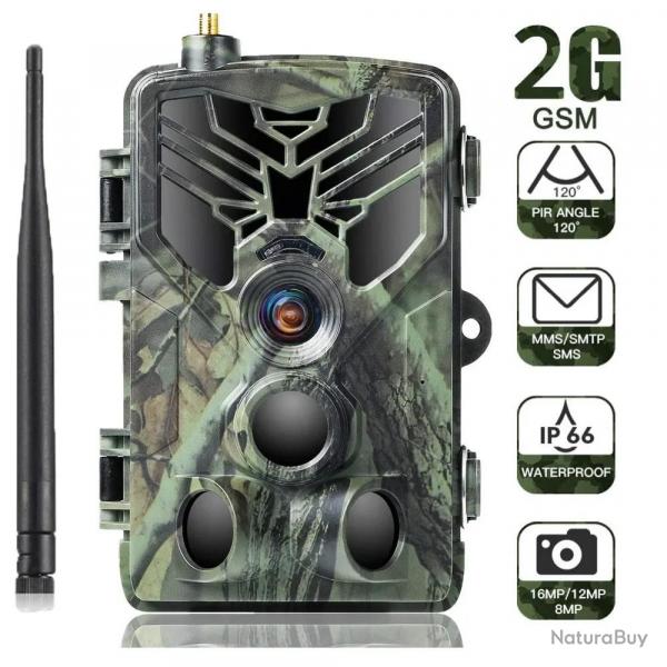 Camra de html Extrieure 2G 4K HD, 20MP 1080P, Vision Nocturne,, Sans Fil, Pige Photo,