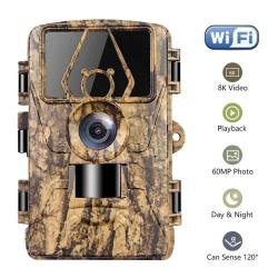 PR801 60MP caméra de chasse WIFI 8K Vision nocturne détection infrarouge pièges Photo WIFI