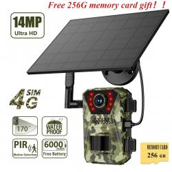 Caméra solaire de chasse et de sentier, 14mp, 4G, étanche, 20M, détection de mouvement PIR, suivi de