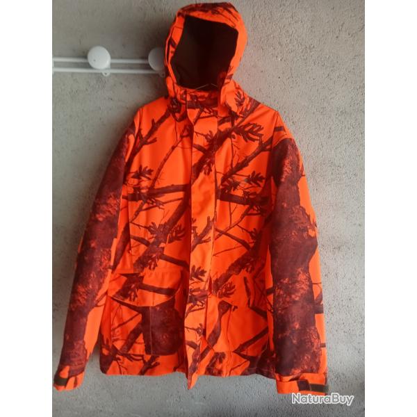 Veste chaude Decathlon orange camo neuve XL