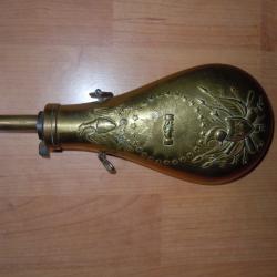 Poire a poudre ou poudrière US en laiton long 23.5 cm pour fusil