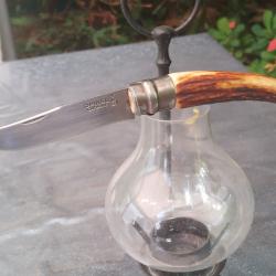 Couteau de collection  opinel n 10 custom  artisanal  manche cerf sambar (rare)