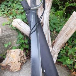 BIG Machette Guide d'Amazonie Lame Acier 3Cr13 Fonction Scie Manche ABS Black Orange Etui Nylon
