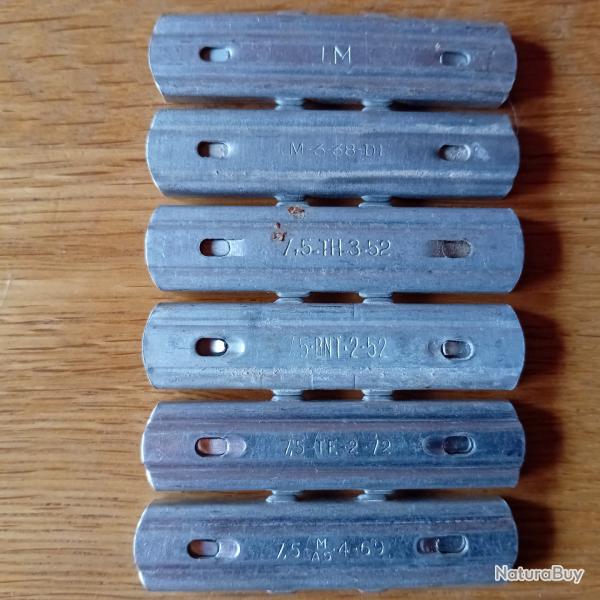 lot de 6 clips, lame chargeur franais pour cartouches de 7,5x54 MAS