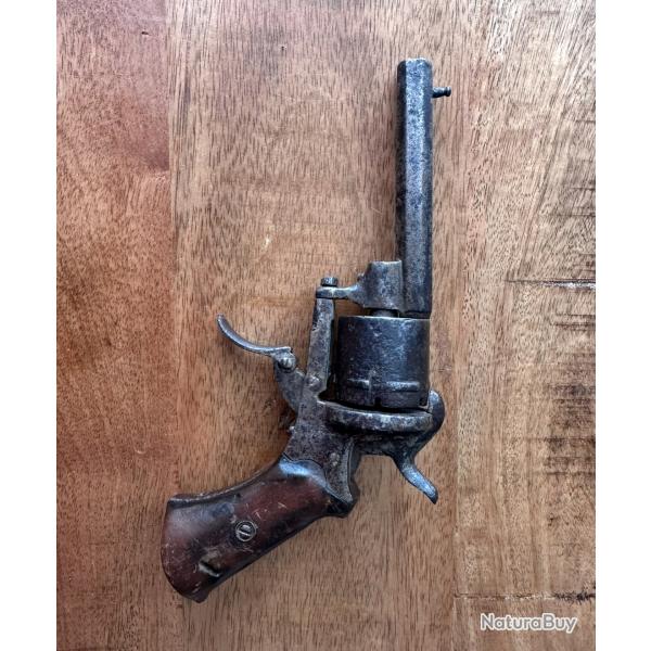 Revolver ancien Lefaucheux  broche - XIXe sicle - Fabrication belge (Lige)