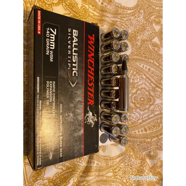 20 Balles Winchester cal. 7mm WSM Ballistic Silvertip 140 grains