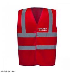 Gilet haute visibilité rouge sécurité incendie XL
