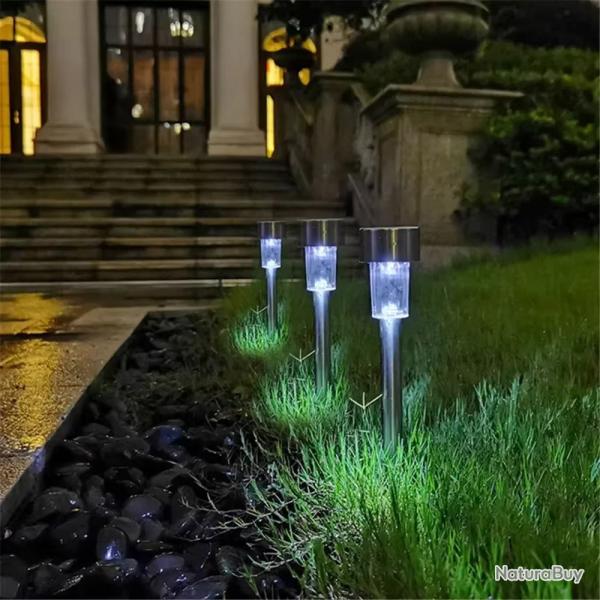 10x LAMPES DE JARDIN SOLAIRES AUTONOMES - LUMIRE BLANCHE - LIVRAISON GRATUITE
