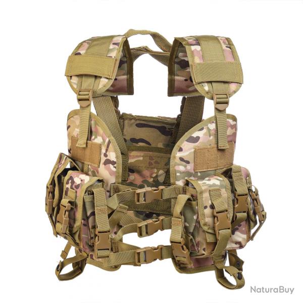 GILET TACTIQUE AIRSOFT CAMOUFLAGE POCHE DORSALE ET 4 POCHES VENTRALES - CP - LIVRAISON GRATUITE