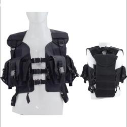 GILET MILITAIRE TACTIQUE PORTE CHARGEURS ET EMPLACEMENT POCHE A EAU - NOIR - LIVRAISON GRATUITE