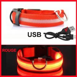 COLLIER POUR CHIENS LUMINEUX -Taille XL 42-56CM - ROUGE - LIVRAISON GRATUITE