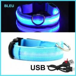 COLLIER POUR CHIENS LUMINEUX -Taille M 37-46CM - BLEU - LIVRAISON GRATUITE